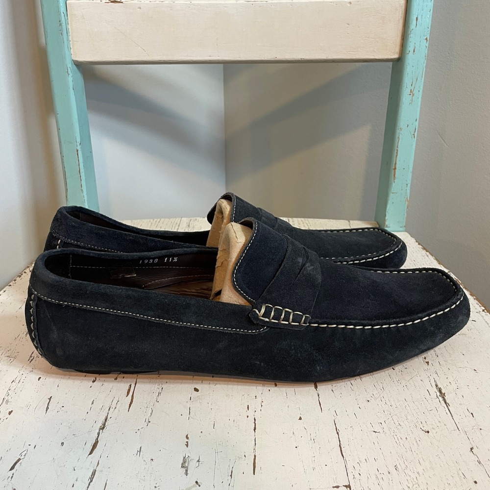 To Boot New York Adam Derrick Mens Navy Suede Penny Driving Loafers 11.5 Italy